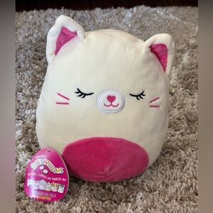 Squishmallows Cream and Pink Cat Plush
